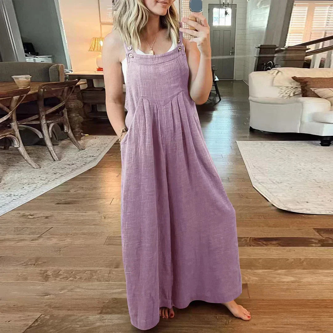 💝Women's sleeveless wide leg jumpsuit with pockets