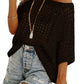 💥This Week's Special Price-50% OFF⏳Womens Summer Scoop Neck ShortSleeve Sweater Casual Crochet Hollow Out Knit Top