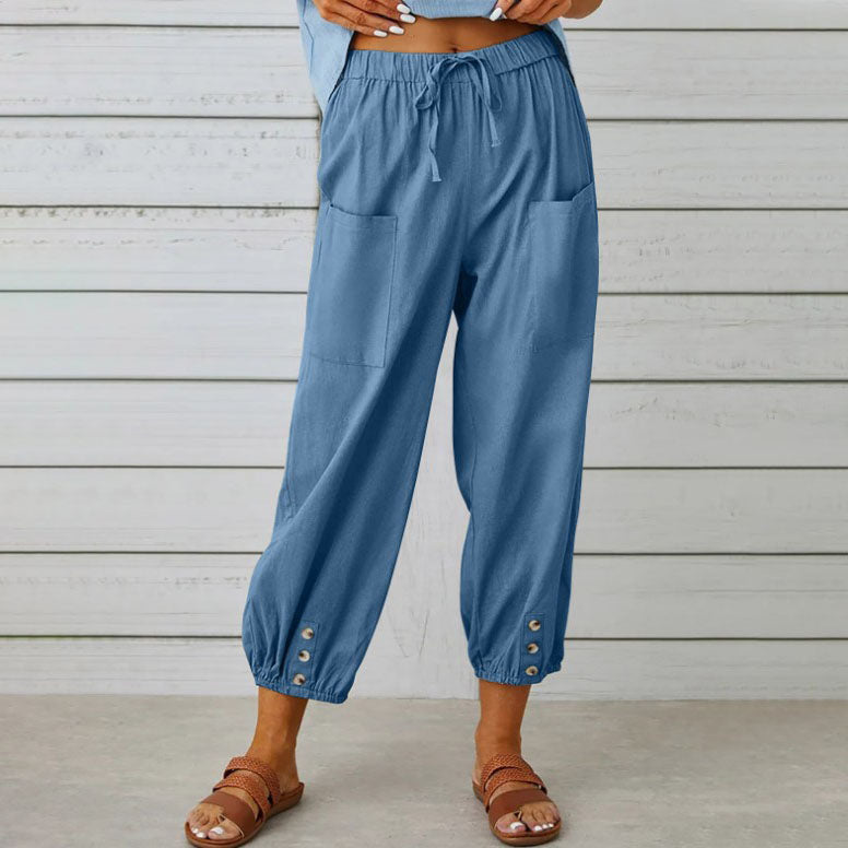 🏆 Hot Sale - 60% OFF ✨Women's Summer Cotton Linen Trousers Nine Minute Trousers🍃