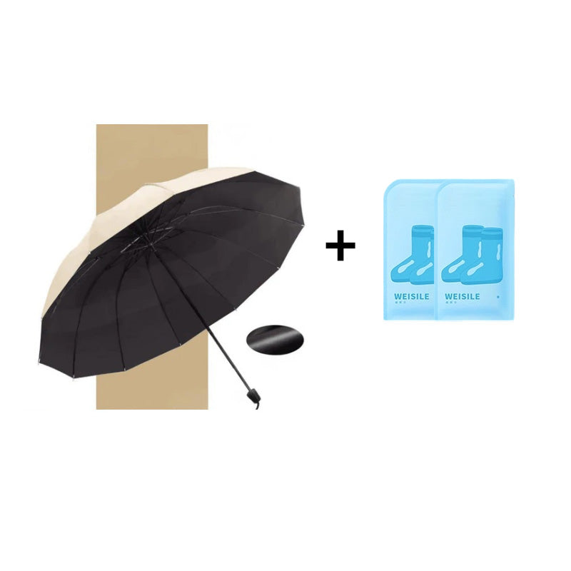 12-Rib Large Foldable Windproof Umbrella
