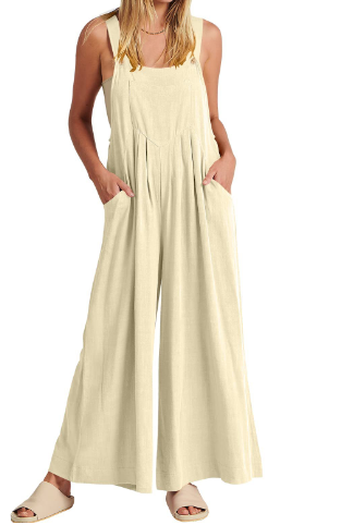 💝Women's sleeveless wide leg jumpsuit with pockets