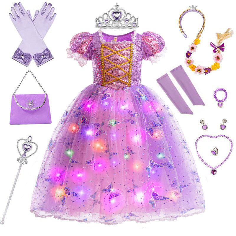 Mermaid-themed children's light-up party dress set
