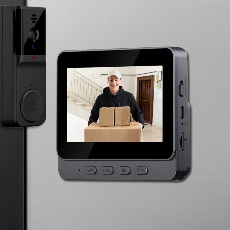 Wireless doorbell camera: 1080P, 170° angle, 4.3-inch screen, IPX65 outdoor waterproof rating, night vision