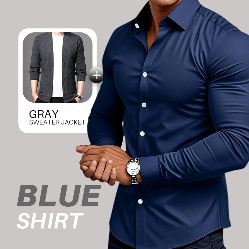 Men's Solid Color Lapel Long Sleeve Button-Down Shirts