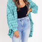 Women's Mineral Washed Button Down Plaid Shirt