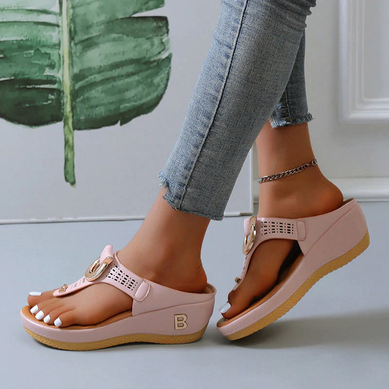 🔥HOT SALE🔥Women's Leather Wedge Slide Sandals（Buy Two Free Shipping）