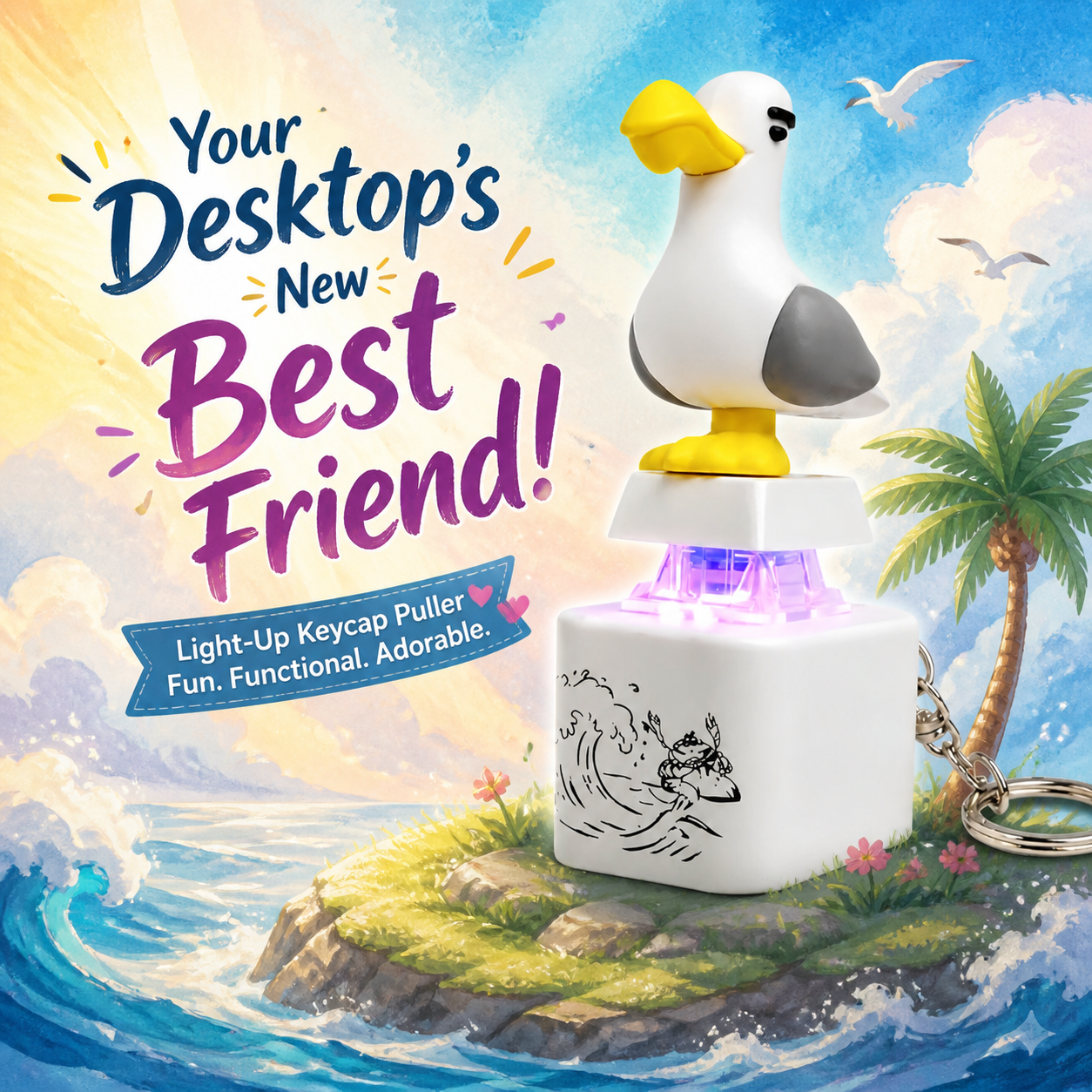 Mine Little Bird Voice-Activated Light-Up Electronic Keychain: Squeeze-to-Play Duck-Shaped Creative Keychain