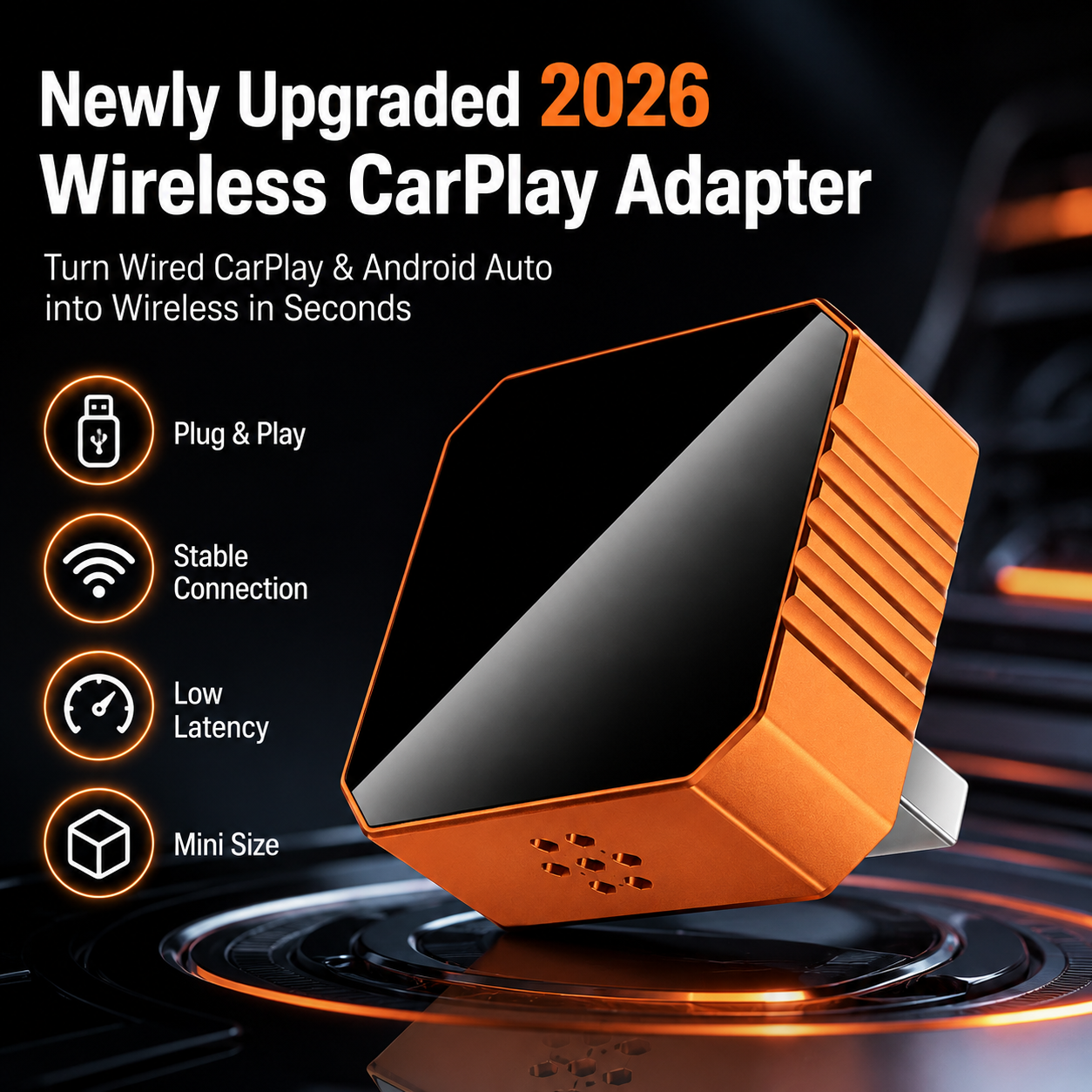 💐60% OFF ! Wireless Car Adapter – No More Cables, Smart Driving 🎯📱【Special Price】