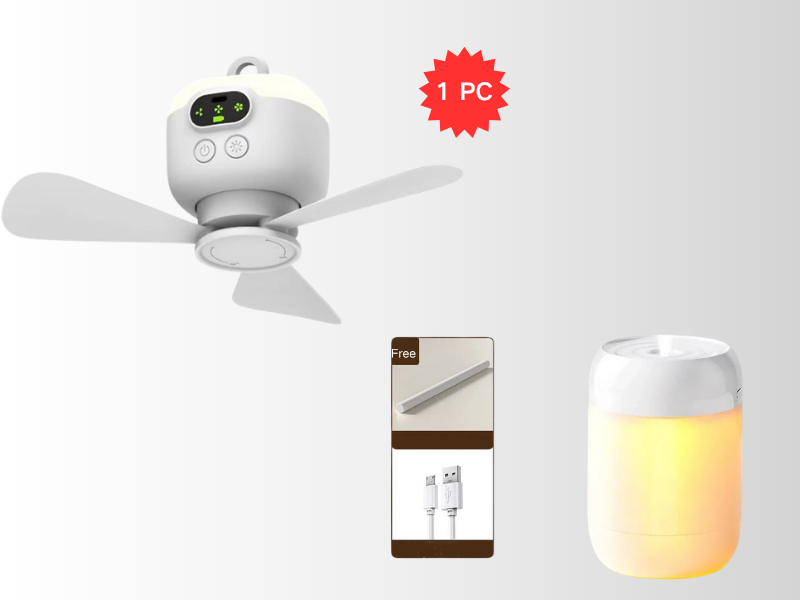 ⏳🔥LIMITED-TIME 50% OFF! 🌬️ Rechargeable Ceiling Fan with LED Light – Cool & Bright Anywhere ✨
