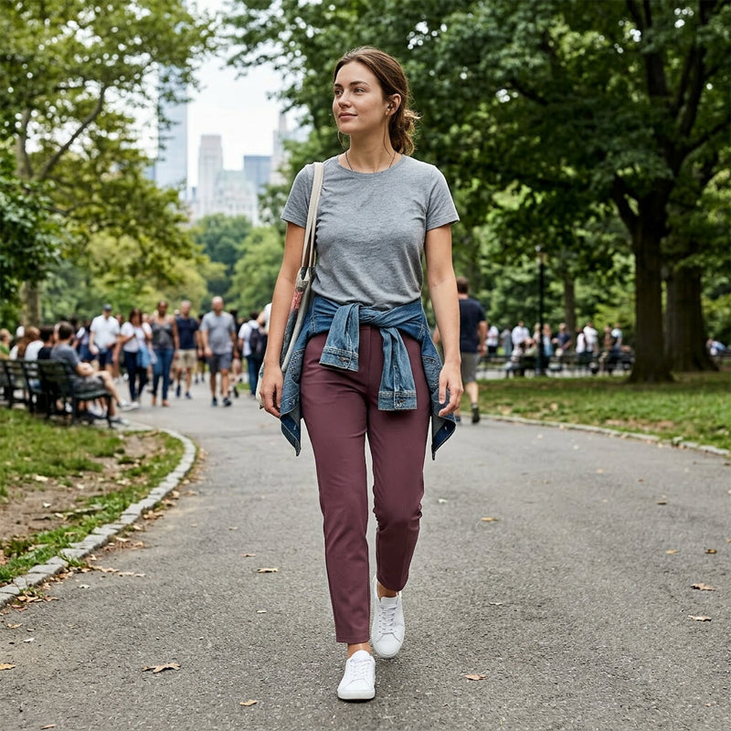 High-Waist Zipper-Pocket Pants – Tummy Control & Breathable Stretch
