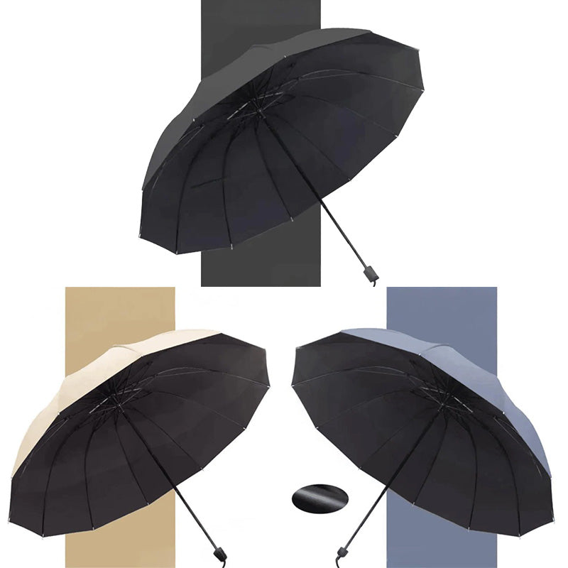 12-Rib Large Foldable Windproof Umbrella
