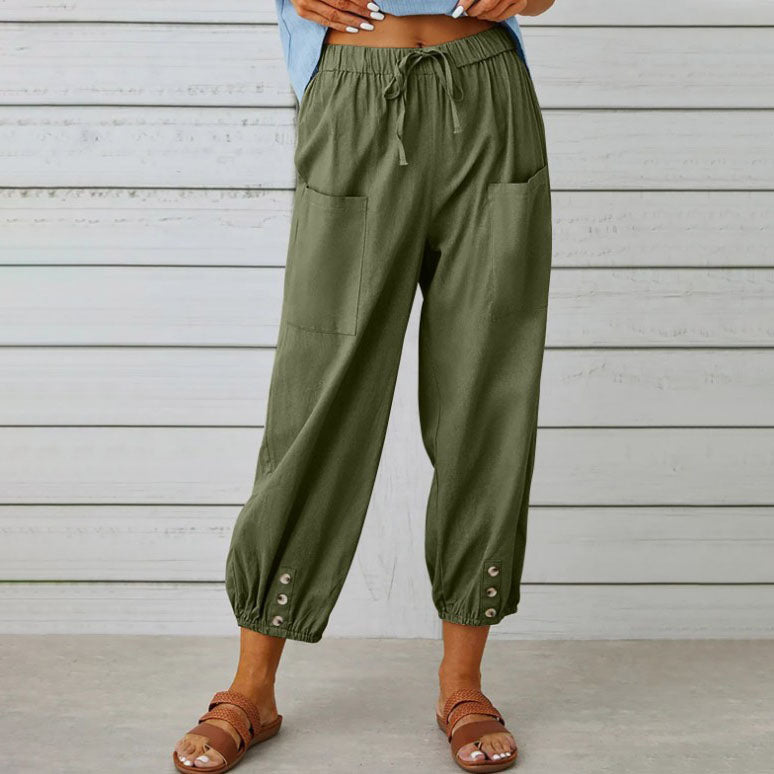 🏆 Hot Sale - 60% OFF ✨Women's Summer Cotton Linen Trousers Nine Minute Trousers🍃