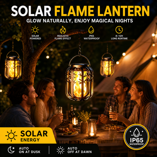 ☀️ Solar Flicker Flame Lantern - Waterproof & Automatic - Realistic warm light, perfect for patios, gardens or paths - no cable needed 🌙