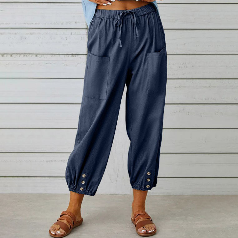 🏆 Hot Sale - 60% OFF ✨Women's Summer Cotton Linen Trousers Nine Minute Trousers🍃