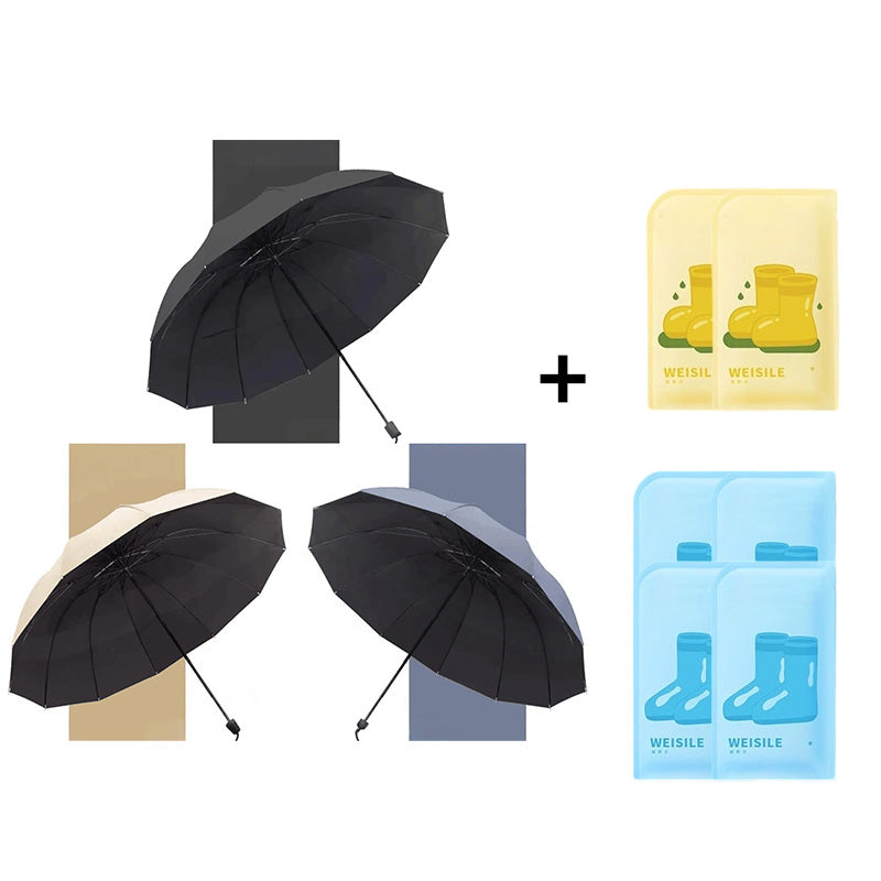 12-Rib Large Foldable Windproof Umbrella