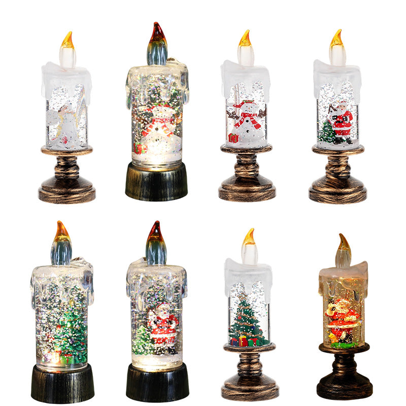 Battery Operated Lighted Christmas Snow Globe Candle