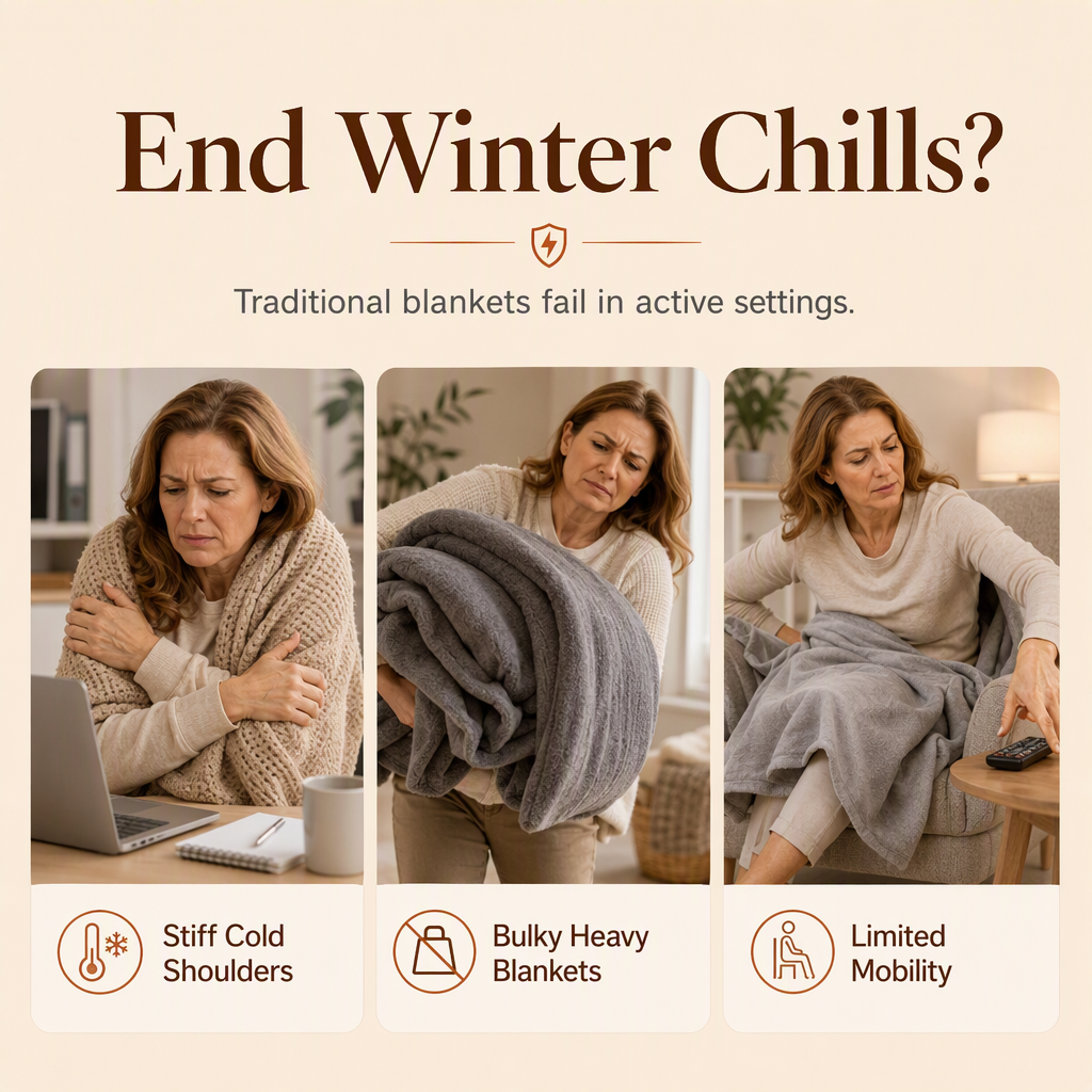 🔥 Half-Price Offer & Last Day 🧣 Portable Electric Heated Blanket Shawl – 15s Fast Heat, 3 Temperatures, USB 🔥 Wearable, Non-Slip, Lightweight,Hands-Free Warmth for Office, Home & Travel 🛋️