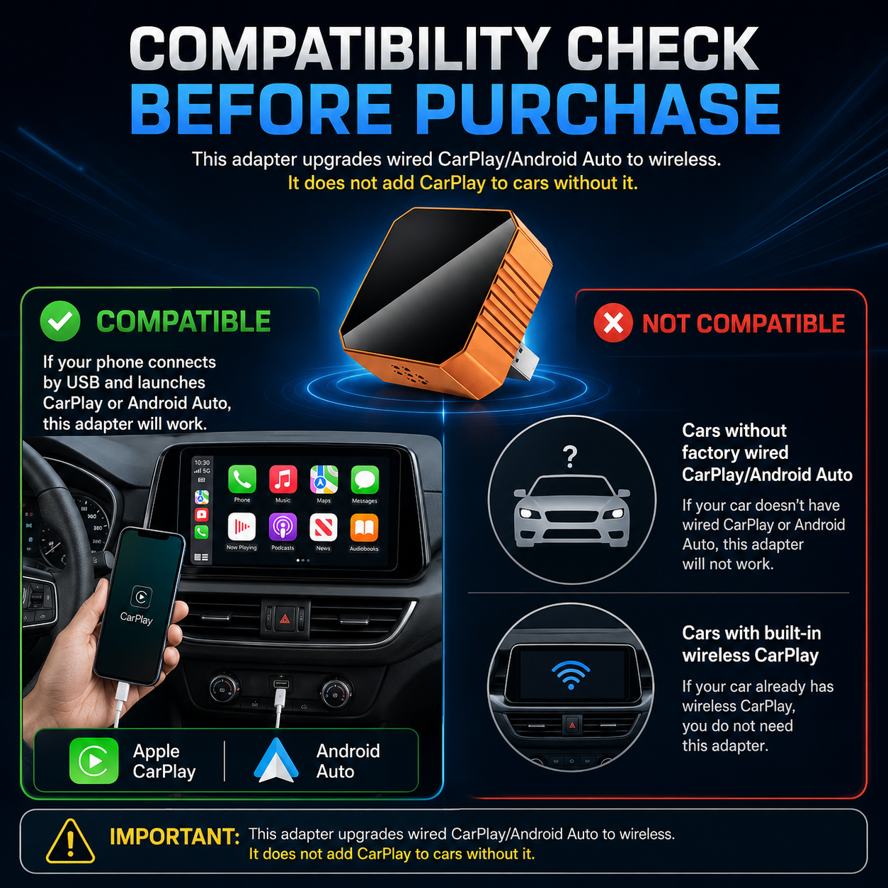 💐60% OFF ! Wireless Car Adapter – No More Cables, Smart Driving 🎯📱【Special Price】