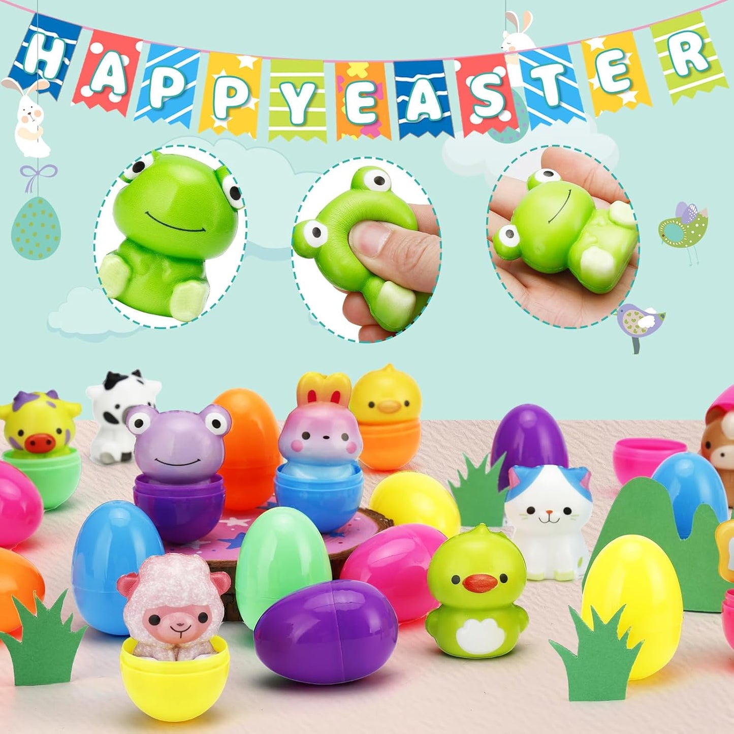 🔥Last Day Special Price ￡13.99!!⚡50K+ SOLD🎁12/24PCS Easter Eggs Prefilled Slow Rising Squishy Toys