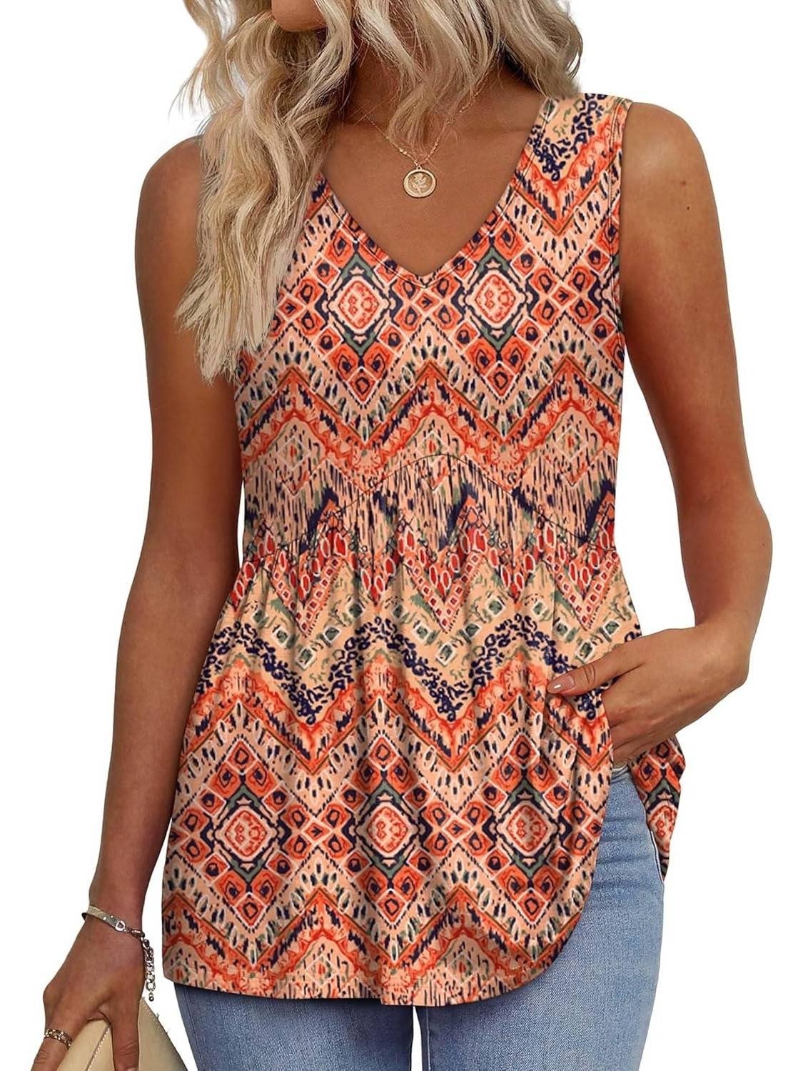 💖LAST DAY SALE 50% OFF✨Women Dressy Sleeveless V Neck Babydoll Tank Tops