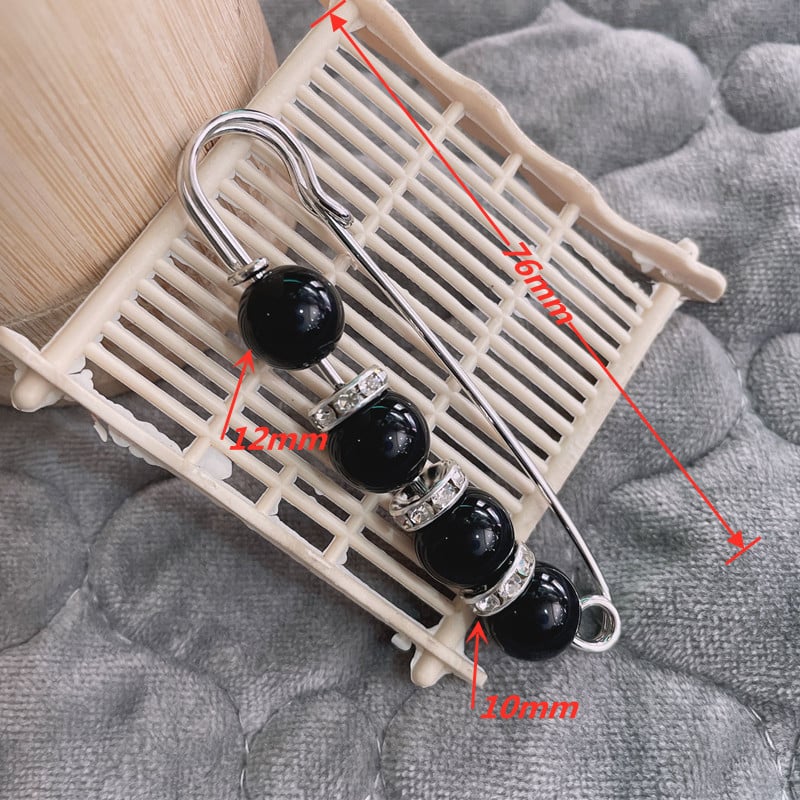 Fancy Rhinestones Pearls Safety Pin Brooch
