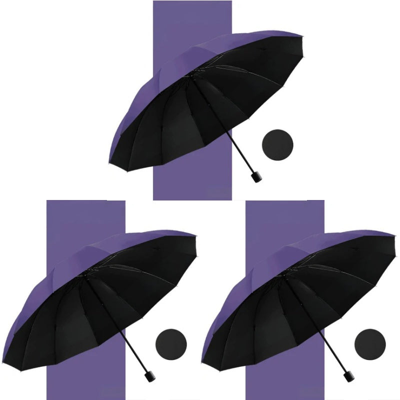 12-Rib Large Foldable Windproof Umbrella