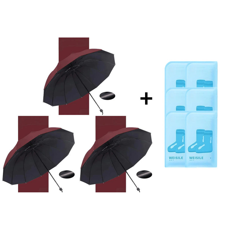 12-Rib Large Foldable Windproof Umbrella