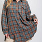 Women's Mineral Washed Button Down Plaid Shirt
