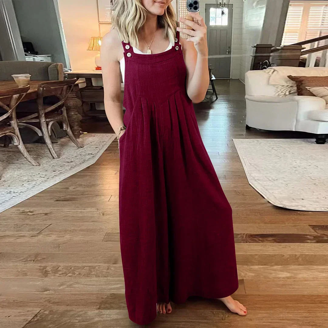 💝Women's sleeveless wide leg jumpsuit with pockets