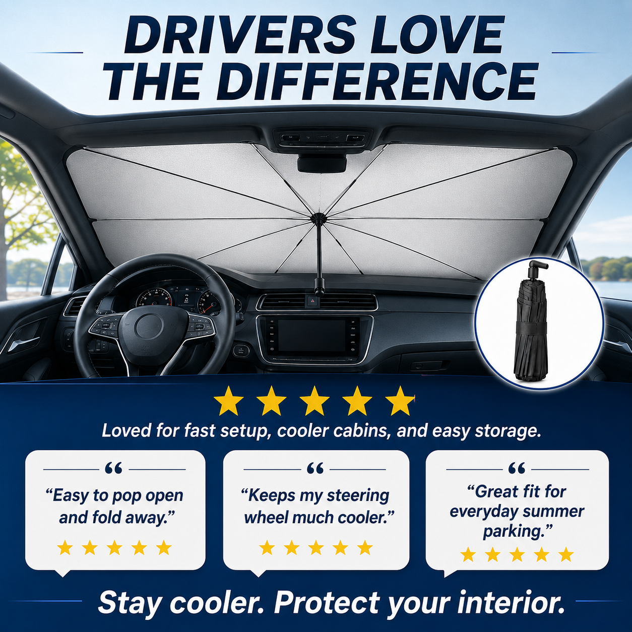 Car Windshield Sunshade - Foldable Car Sunshade (Thermal Insulation)