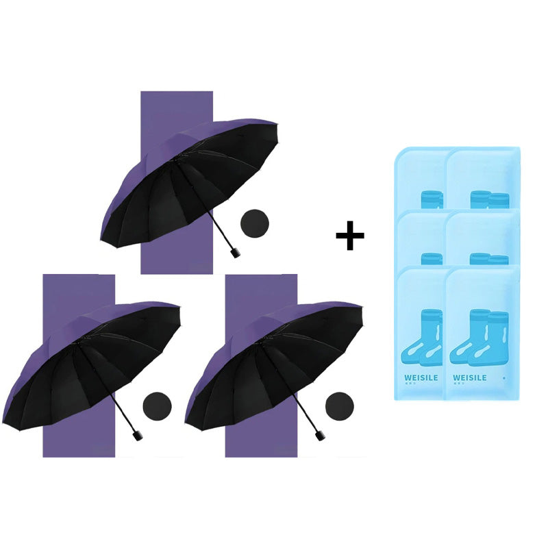 12-Rib Large Foldable Windproof Umbrella