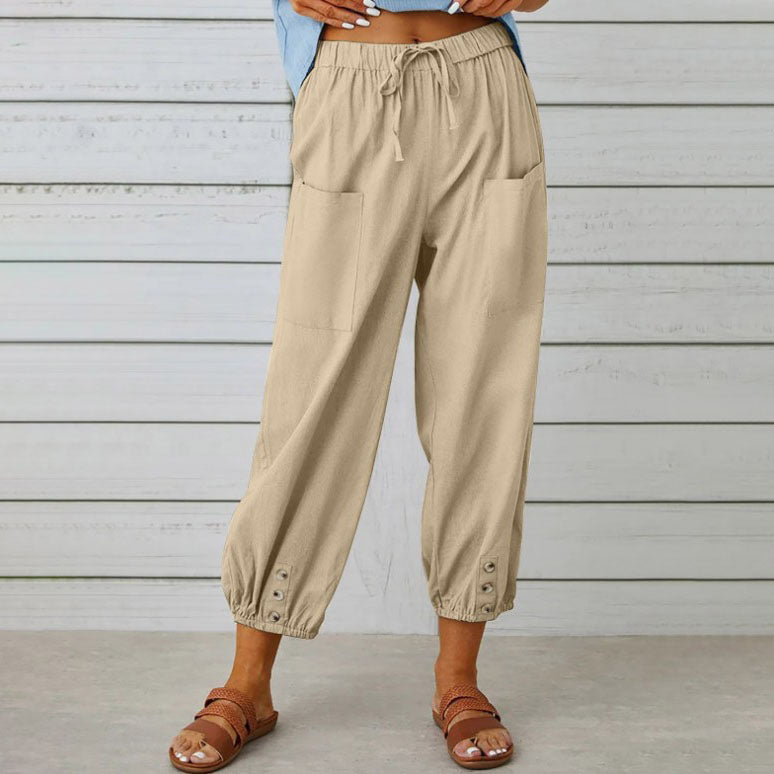 🏆 Hot Sale - 60% OFF ✨Women's Summer Cotton Linen Trousers Nine Minute Trousers🍃