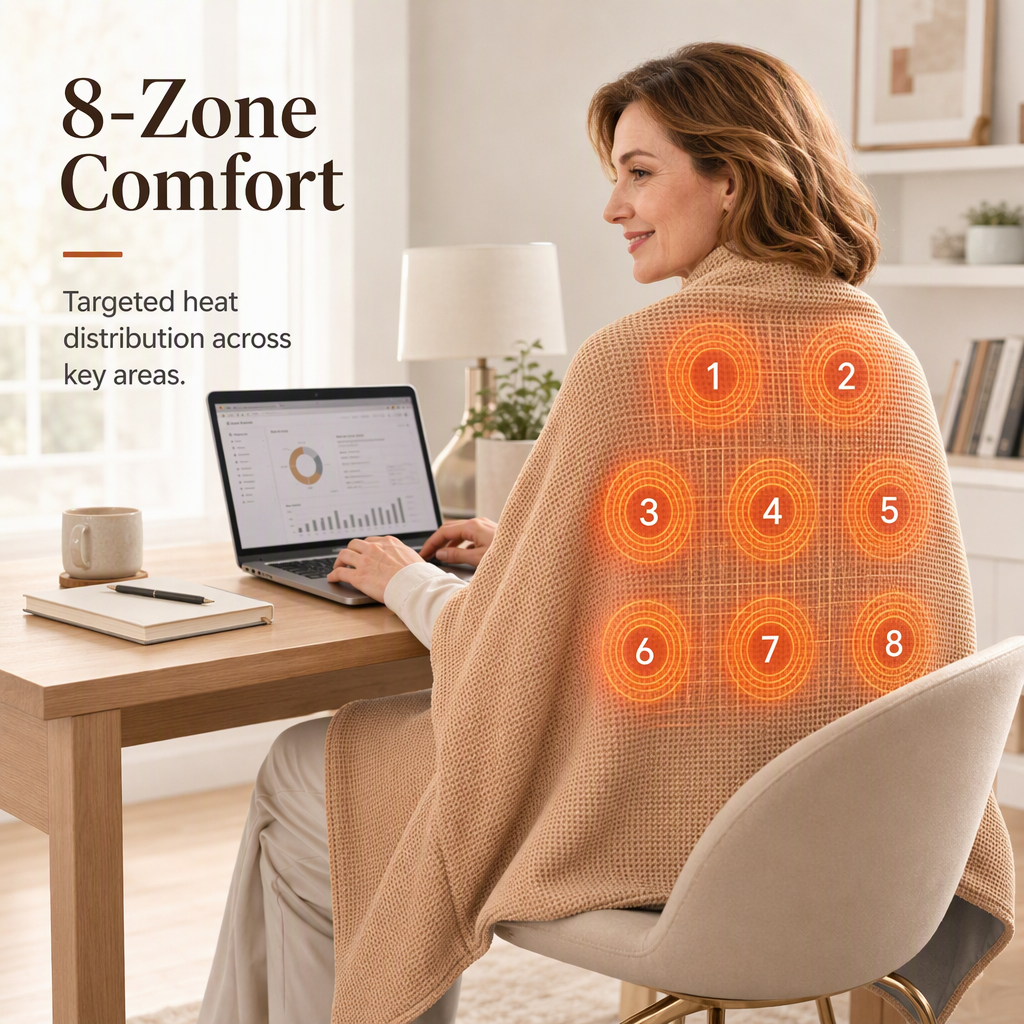 🔥 Half-Price Offer & Last Day 🧣 Portable Electric Heated Blanket Shawl – 15s Fast Heat, 3 Temperatures, USB 🔥 Wearable, Non-Slip, Lightweight,Hands-Free Warmth for Office, Home & Travel 🛋️