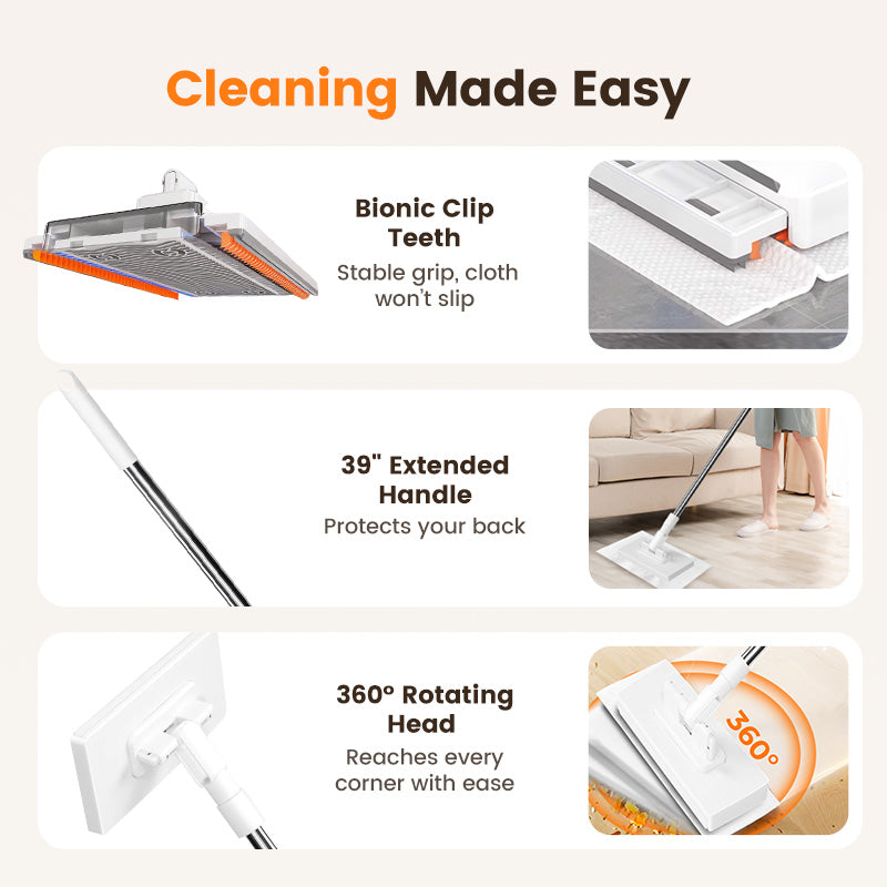💦Hot Sale🧹Disposable Dust Mop with 4 Reusable Cloths