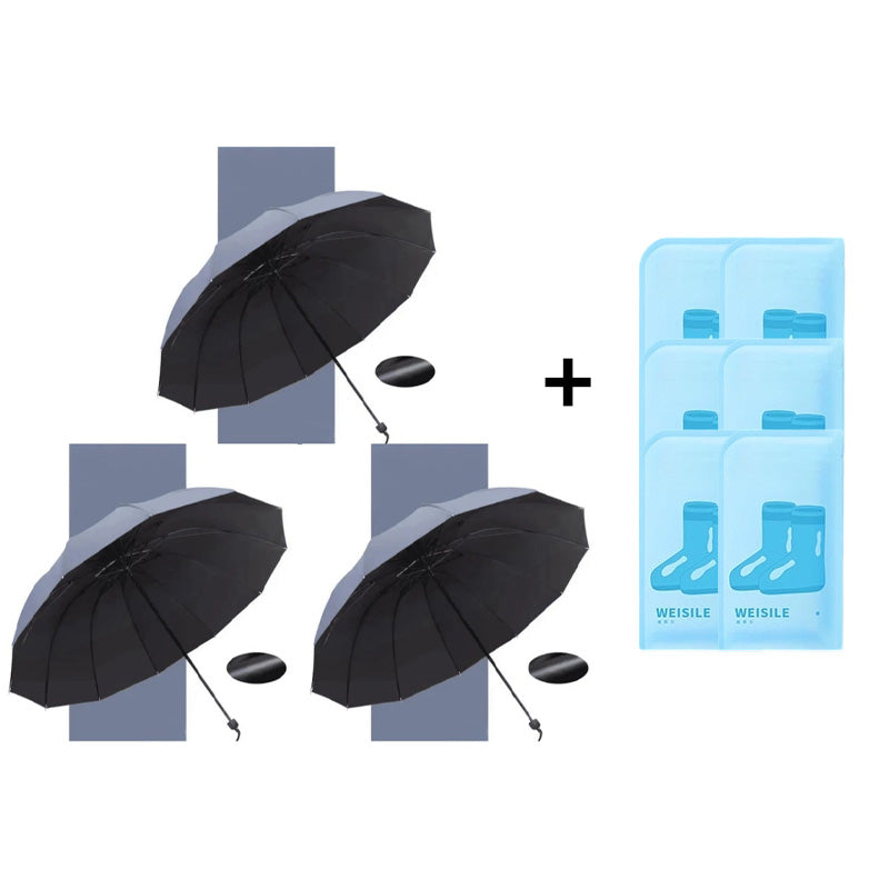 12-Rib Large Foldable Windproof Umbrella