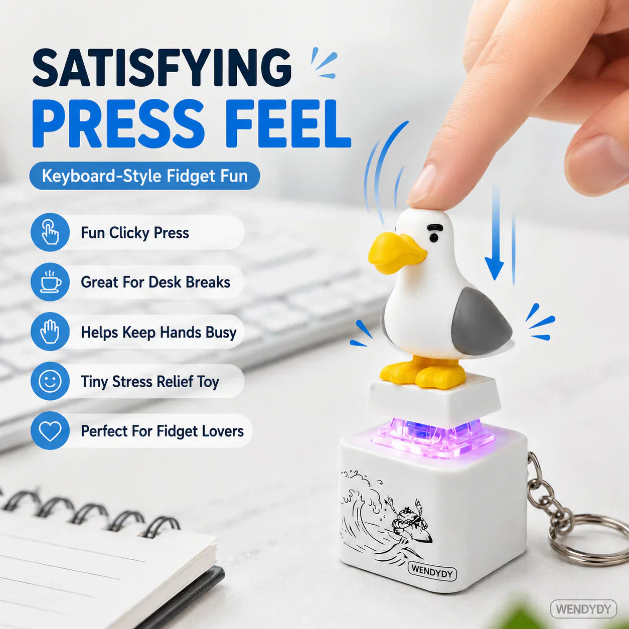 Mine Little Bird Voice-Activated Light-Up Electronic Keychain: Squeeze-to-Play Duck-Shaped Creative Keychain