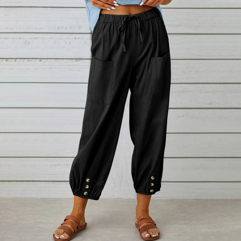 🏆 Hot Sale - 60% OFF ✨Women's Summer Cotton Linen Trousers Nine Minute Trousers🍃