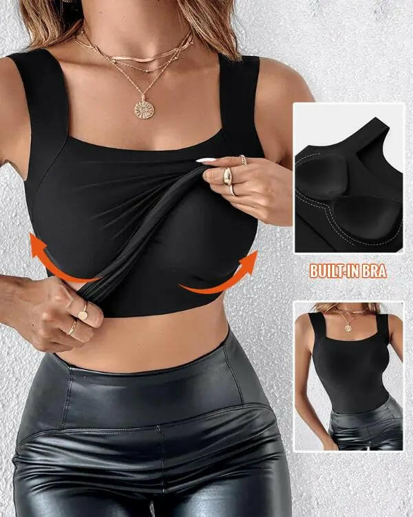 📢📢53%  OFF !! ⏰Women’s U-Neck Thermal Tank with Built-In Bra – Warm, Supportive & Braless Comfort ❄️❤️
