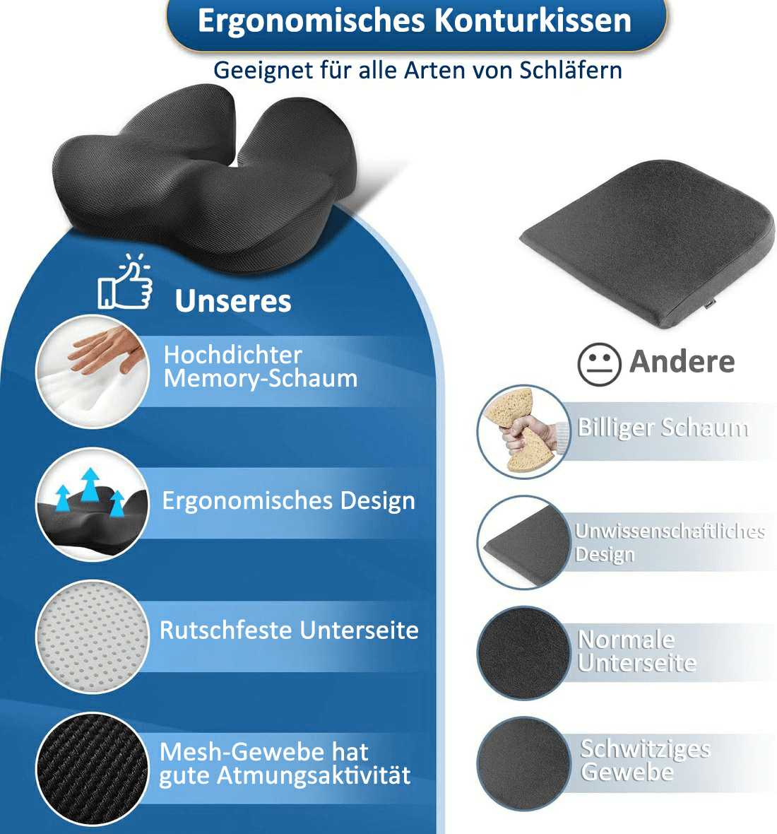 🎁LAST DAY 40％ DISCOUNT🔥Ergonomic seat cushion made from memory foam