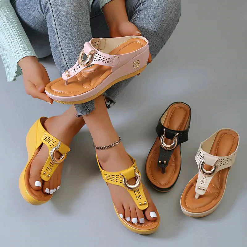 🔥HOT SALE🔥Women's Leather Wedge Slide Sandals（Buy Two Free Shipping）
