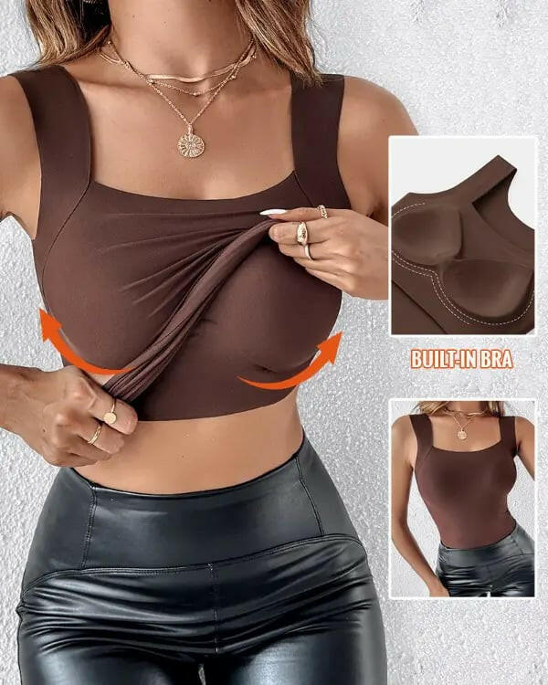 📢📢53%  OFF !! ⏰Women’s U-Neck Thermal Tank with Built-In Bra – Warm, Supportive & Braless Comfort ❄️❤️
