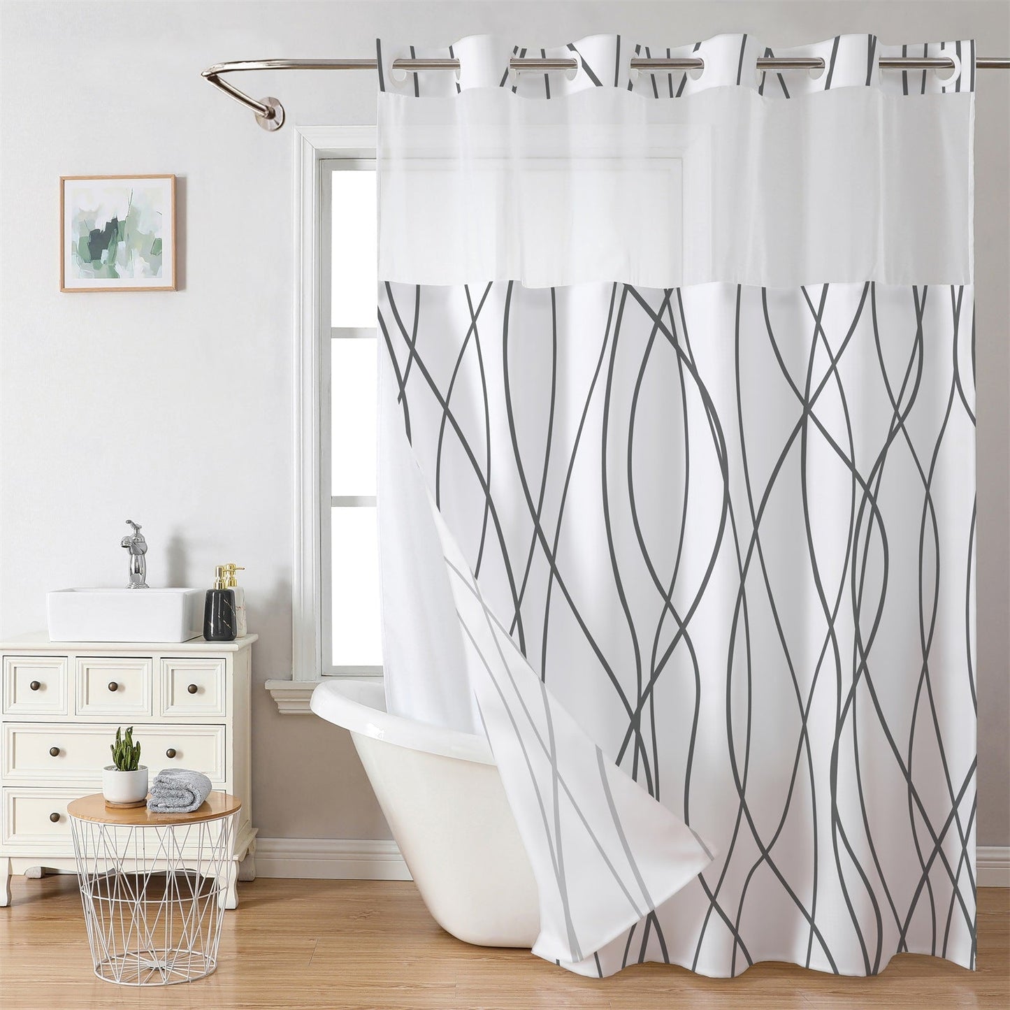 Waffle Pattern Shower Curtain