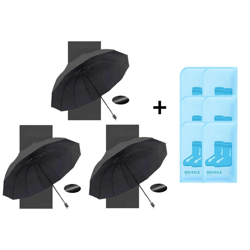 12-Rib Large Foldable Windproof Umbrella