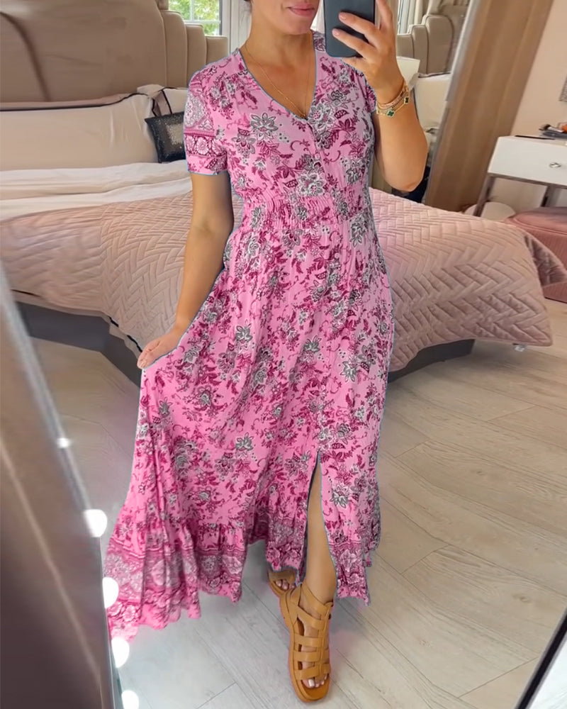 💃Hot Sale 49% OFF🔥 Floral Print V-neck Dress