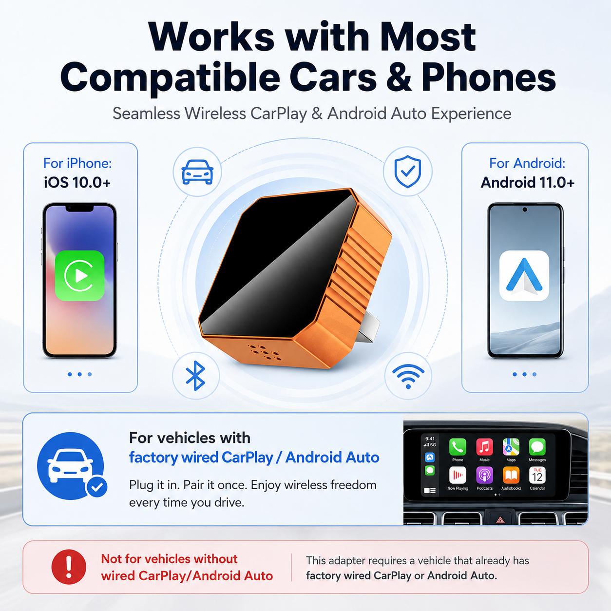 💐60% OFF ! Wireless Car Adapter – No More Cables, Smart Driving 🎯📱【Special Price】