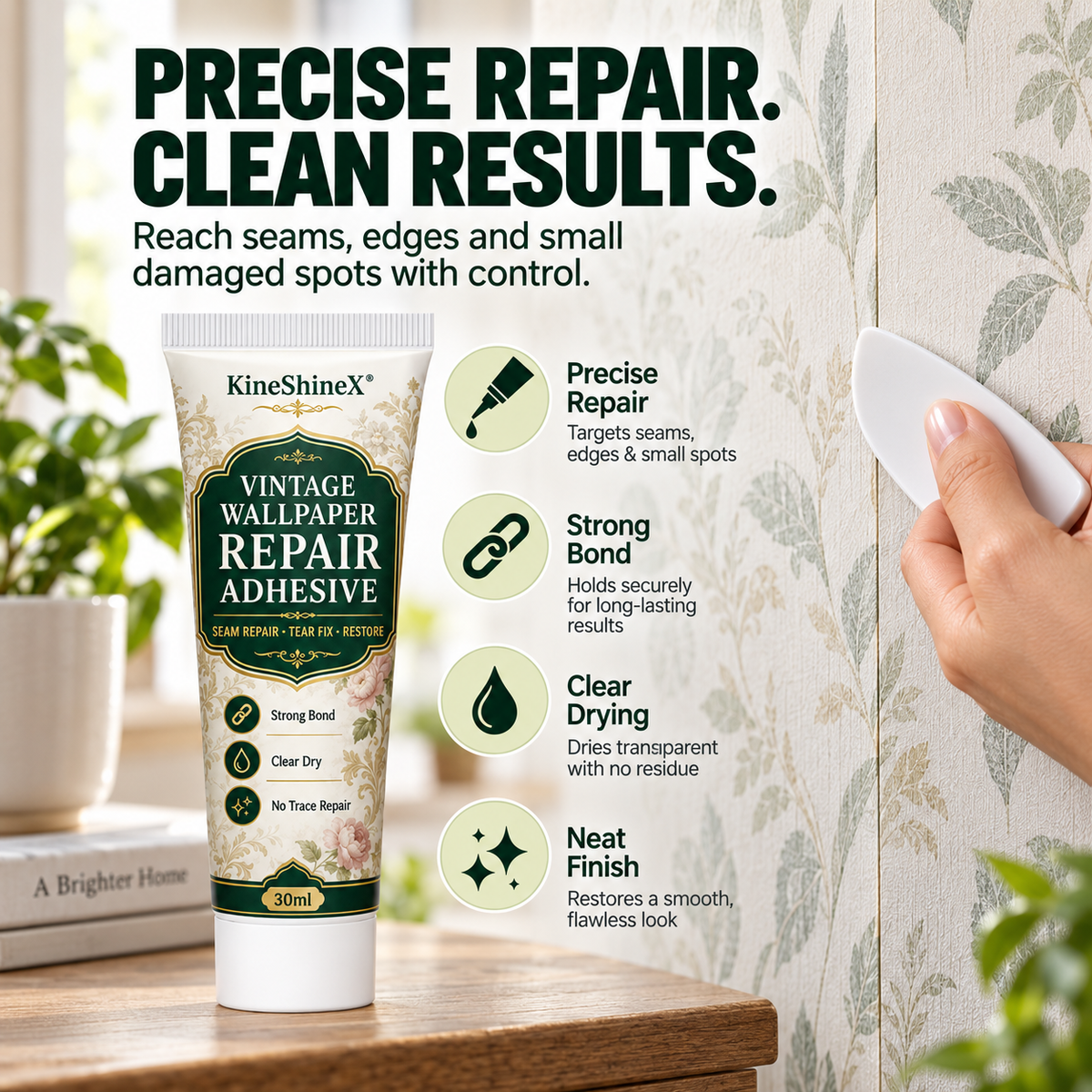Repair adhesive for vintage-patterned wallpaper