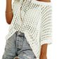 💥This Week's Special Price-50% OFF⏳Womens Summer Scoop Neck ShortSleeve Sweater Casual Crochet Hollow Out Knit Top