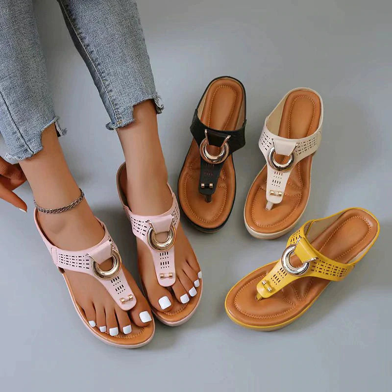 🔥HOT SALE🔥Women's Leather Wedge Slide Sandals（Buy Two Free Shipping）
