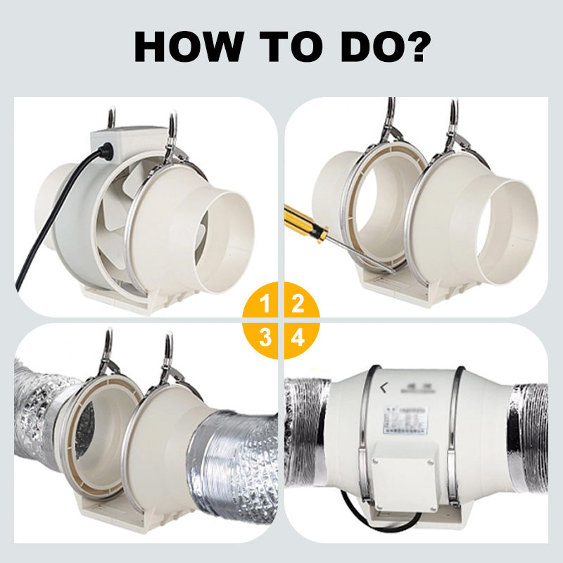 💨50% OFF NOW! Pressurized Inline Duct Fan, High‑Speed Ventilation Exhaust Fan, Quiet Duct Booster Fan for Kitchen Smoke Removal, Grow Tent, Bathroom Ventilation