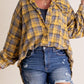 Women's Mineral Washed Button Down Plaid Shirt